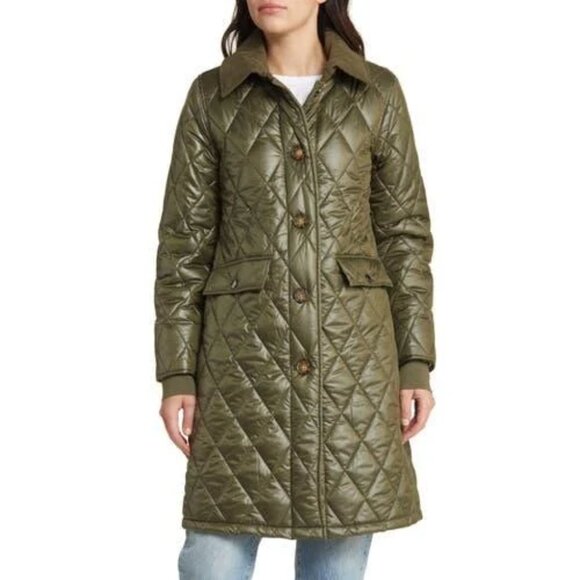 new Lucky Brand quilted coat black jacket removable hood and, 2 looks in…